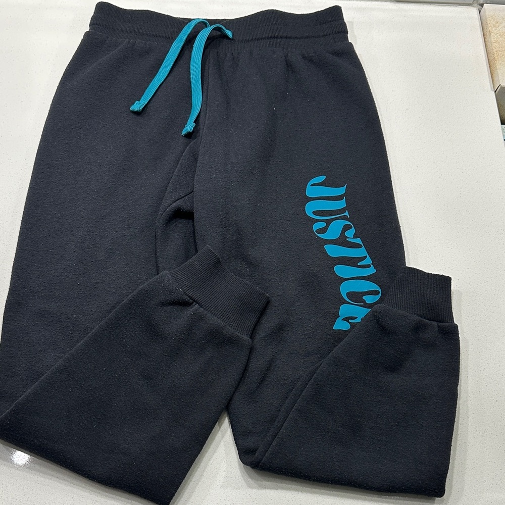 Justice Black Fleece Joggers Size 7/8